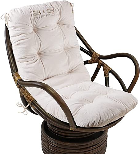 Big Hippo Hochlehner Auflage, Weiche Gartenstuhl Sitzkissen mit 8 cm Dicke, Niedriglehner Auflage Hochlehner Rückenkissen für Haus/Bürostuhl/Autositz/Gartenstuhl - Beige