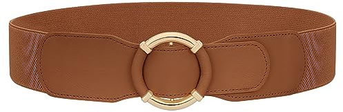 JASGOOD Women Wide Waist Belt Stretchy Elastic Vintage Belts for Dress Ladies Belt with Circle Buckle