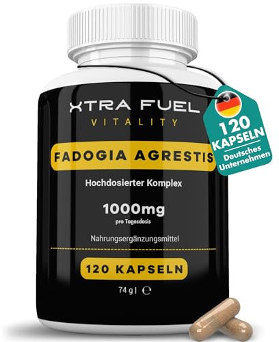 Fadogia Agrestis - 1000mg Tagesdosis - 120 Kapseln (hochdosiert) - Natürliches Fadogia Agrestis Extrakt (10:1 Formel) - Beliebt bei Sportlern und aktiven Menschen - Vegan und Laborgeprüft