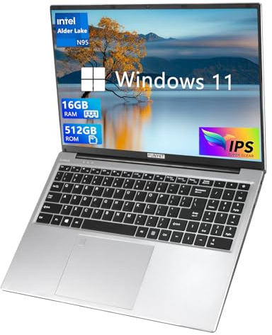 FUNYET Laptop, 16-inch N95 Netbook Processor, RAM 16GB SSD 512GB laptop，FHD 1920x1200 Resolution, computer Keyboard with Backlight, Fingerprint Unlocking laptop，6000mAh Battery Capacity