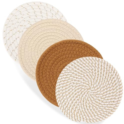 Billbotk 7 Trivets for Hot Dishes, Hot pots and Pans, 4 Heat Resistant Hot Pads, Pot Holders for Kitchen, Home Essentials for New Home and Farmhouse Decor, Fall Decorations for Home(Brown)