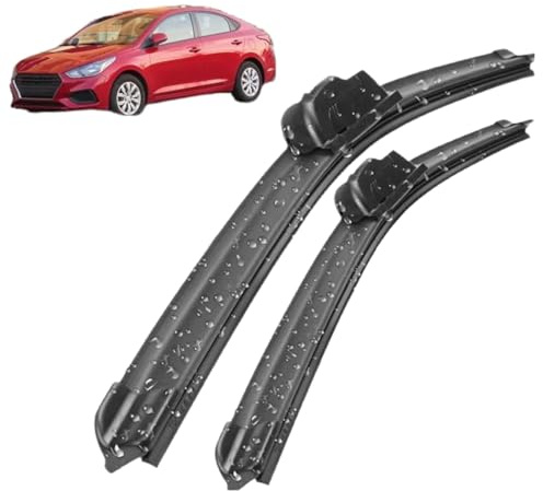 Coche Escobilla limpiaparabrisas Delanteros Traseros para Hyundai Solaris HC 2017-2022 24+16, Juego de Escobillas Parabrisas Planas, Todos Los Climas de Ventana Limpi