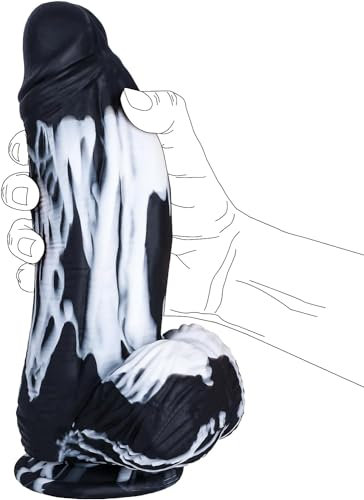 24.5 * 6.8 cm XXL Fantasy Dildo, Dicker Riesen Monster Dildo mit Saugnapf, Schwarz Analdildo für Analspiele, G Punkt und Prostata Silikon Big Cock Groß Penis Sexspielzeug für Frauen Männer Paare