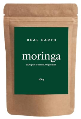 Real Earth Stories - Moringapulver 250 g - 100 % naturligt och organiskt - Hög proteinkälla - Starkt hår