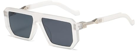 LJCZKA Trendy Sonnenbrille Eckig für Herren Damen, Klassisch Retro 70er Pilotenbrille Sonnenbrille Quadratisch Rechteckig Brille mit UV400 Schutz
