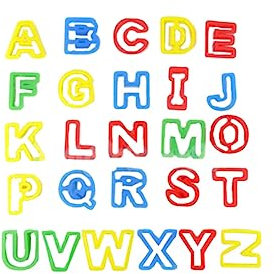 SHINEOFI 26pcs DIY Alphabet Dough Tools Set for Kids, Plasticine Moulds Capital Letter Cutters, Educational Craft Kit for Indoor and Outdoor Play