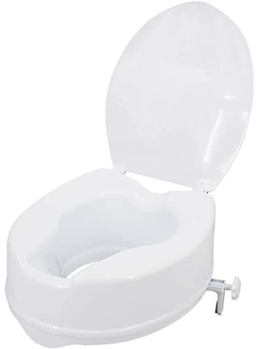Sedile WC rialzato con elevazione di 4 o 6, Sedile WC rialzato Facile da Montare, Supporto per Sedile con bloccaggio Allungato e rialzato per utenti Anziani, portatori di Handicap e disabili