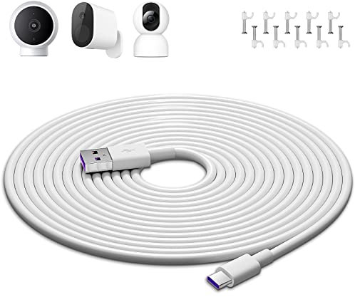 ACAGET USB C Power Cable 10M for Mi Camera 2K Magnetic Mount for eufy Security Camera,Power Extension Cable Long Outdoor Indoor Cord with 10 Pcs Cable Clips for Mi Camera 2K Wireless for EZVIZ CP1CB3