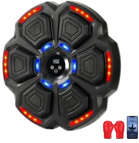 Silencomfort Music Boxing Machine, Macchina da Boxe Musicale con Bluetooth, 9 modalità di velocità e modalità di Conteggio, Beat Punch a LED con Guantoni da Boxe per Adulti e Bambini