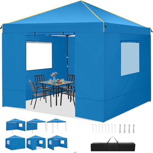 COBIZI Faltpavillon 3X3, Pavillon 3x3m Wasserdicht Stabil Winterfest, Faltbar Partyzelt mit 4 Seitenwänden Pop up Gartenpavillon Anti-UV für, Freien, Faltbar Gartenzelt, Lichtblau