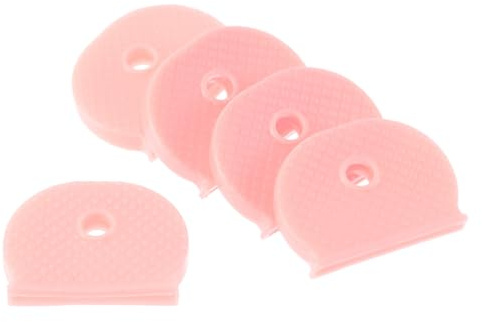 PATIKIL Key Caps Covers, 5 Pack Keys Identifiers Covers Coding Tags Marker Semicircle Silicone Sleeve for Office House Apartment, Light Pink