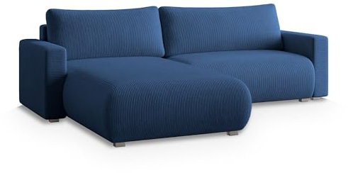Masseno Ecksofa Turin P mit Schlaffunktion L-Form, Modern Sofa mit Bettkasten, Wohnzimmersofa, Couch, Soffa, Bettsofa, Couchgarnitur - Blau, POSO 05