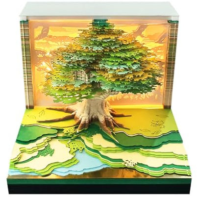 ERVDKXCOI Abreißbarer 3D-Papierkunst-Notizblock-Tischkalende Abreißkalender 2025, Baumhaus-3D-Kalender aus Papier geschnitzt, geeignet für: Tischdekoration, kreative Geschenke