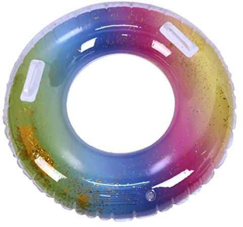 JOINPAYA Aufblasbarer Regenbogen Schwimmring Für Erwachsene Sicherheitshilfe Zum Schwimmen Geeignet Für Pool Strand Und See Leicht Aufzublasen Verstauen