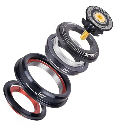 ZTTO Bike Headset, 44mm 56mm MTB Threadless Sealed Bearing 45 Degree ZS44 ZS56 Tapered Straight Fork Steerer, 4456ST (Black)