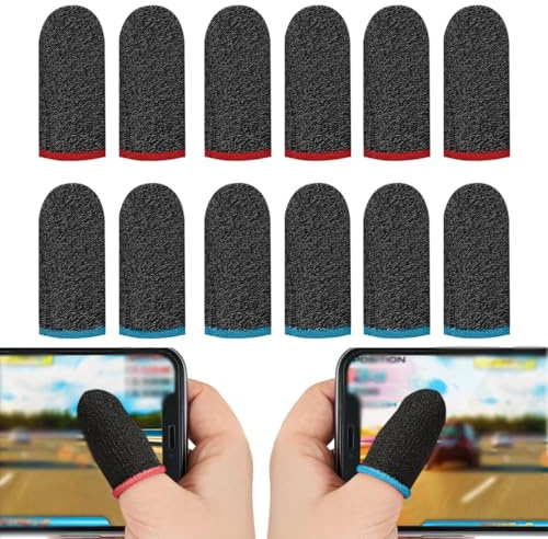 YAPKOLV 12 Pezzi Guanti per Dita, Professionali per Pollice Compatibili con Touchscreen, Ultrasottili, Traspiranti e Anti-Sudore, Alta Sensibilità, Accessori, Sleeves, Gadget Gaming