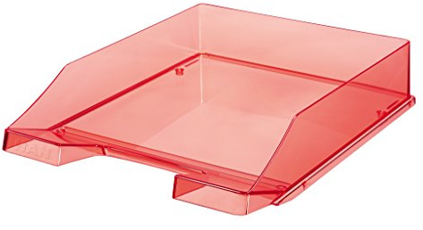 Briefablage klassisch/Basic für Format DIN A4 stapelbar, stabil (Transparent Rot, 2er Set)