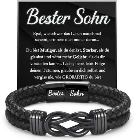 FAOMZQ Geschenke für Männer, Lederarmband mit Gravur für Papa Sohn Bruder zum Geburtstag Weihnachten Vatertag Abschluss, Ich Liebe Dich Geschenk für Meinen Mann Freund zum Valentinstag Jahrestag