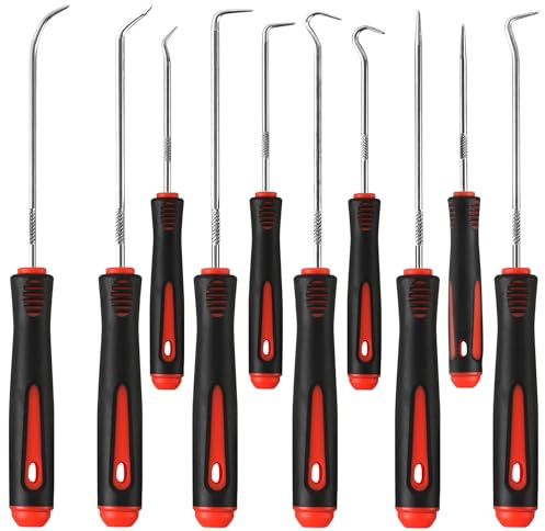 Set di 10 ganci di precisione per sollevamento unghie, con manico antiscivolo per anelli di olio, anello di simming, set di attrezzi per la rimozione di tubi e guarnizioni
