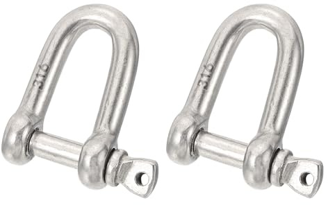 PATIKIL Grillete De Acero Inoxidable 316 De 1/8 (3.9mm) 220lb, 2Pcs Grillete De Pasador De Tornillo Resistente Grado Marino para Cadenas Cable De Acero Exterior, Plateado