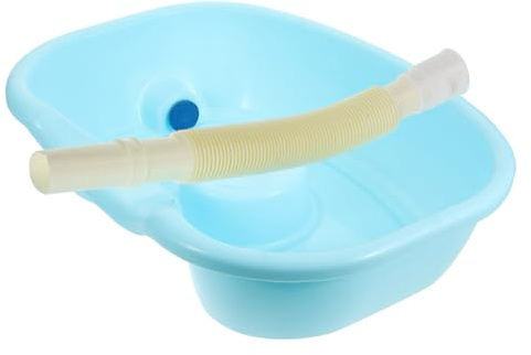 TOYANDONA Bacinella in Abs Leggera e Portatile Controllo Facile del Flusso D'acqua per Lavare i Chioma con Tubo Incluso da Letto per Anziani e Periodo Post Parto