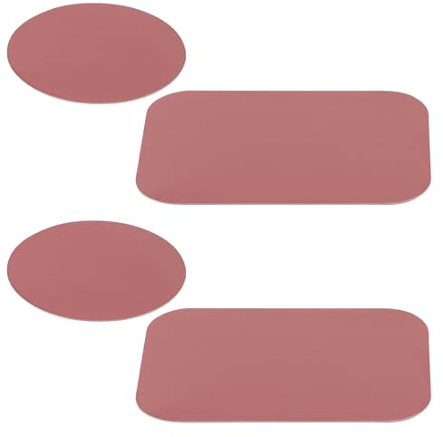 LIGIGWASH Lot de 4 Plaques Magnétiques Adhésives pour Support de Téléphone Voiture, Plaques Métalliques Rondes et Rectangulaires 40 Mm et 45x65 Mm, Finition Mate Rose Fuchsia, Accessoires