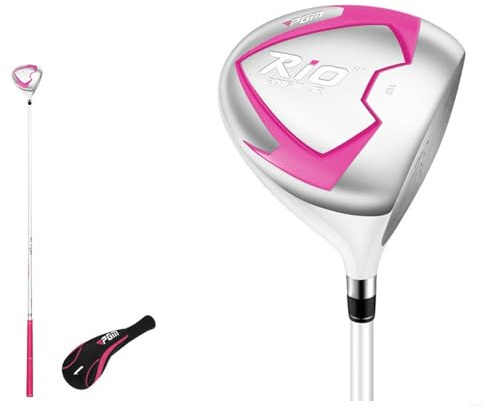 Palos de golf para niños, gran volumen, #1, de madera, con eje de carbono, mano derecha, para niños y niñas, palo de golf de madera con cubierta para la cabeza (rosa, edad 3-5)