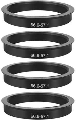 LYMISPIYA Lot de 4 Bague Roue 57,1 À 66,6, Anneaux Jante Polycarbonate Noir – Bague Centrage 66,6 57,1, Bague de Centrage Jante Compatibles VW/Mercedes, Réduction Vibrations, Montage Facile