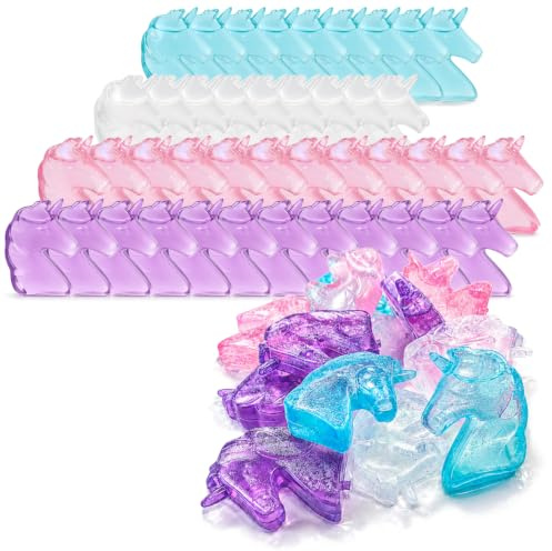 com-four® 56 Glaçons Réutilisables en Forme de Licorne | Glaçons colorés pour rafraîchir les boissons, design licorne, réutilisables pour fêtes et cocktails