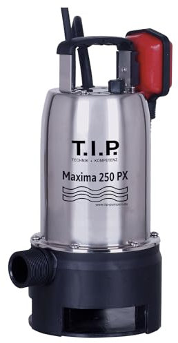 T.I.P. Pompa sommersa acque reflue Maxima 250 PX - Acciaio inox, 14.500 l/h, 8 m, 25 mm, 600 W, Girante VORTEX