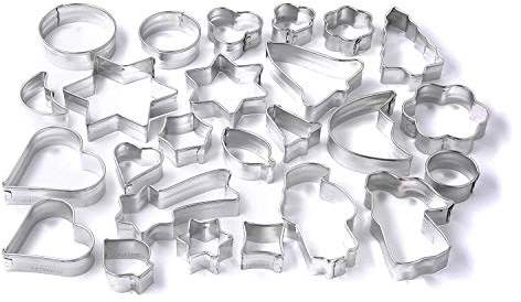 Zenker 25er Ausstecher-Set, Patisserie, Ausstecher für Plätzchen, Kekse und Fondant, Ausstechformen in unterschiedlichen Größen und vielfältigen Motiven, Menge: 1 x 25er-Set, Farbe: silber