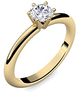 Amoonìc Goldring Verlobungsringe Gold (Silber 925 hochwertig vergoldet) Zirkonia Ring Stein +LUXUSETUI! Gelbgold Ring Zirkonia wie Diamant Damen Ringe Verlobung AM195VGGGZIFA56