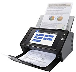 Fujitsu N7100 Touchscreen Netzwerkscanner (600x600 DPI) mit 25 Seiten pro Minute/50 Blatt Dokumenteneizug/Gigabit LAN Schnittstelle