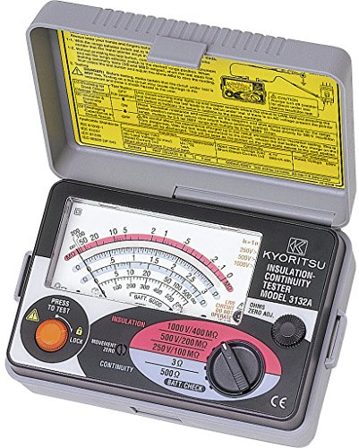 KYORITSU KEW 3132A Analoger Tester für Elektriker, Multimeter zur Messung des Niederspannungswiderstands und Durchgangsprüfung mit Kurzschlussstrom von 200 mA, Grau