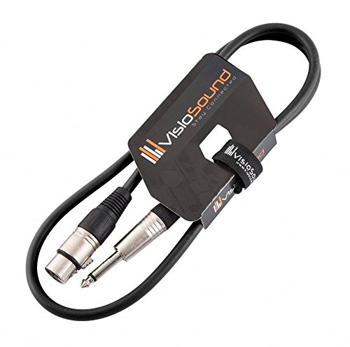 Female XLR to 6.35mm 1/4 Mono TS Jack Lead Mic Signal Cable (Black, 1m) | Noiseless OFC Signal, Audio, Microphone Cable / 6 Colours