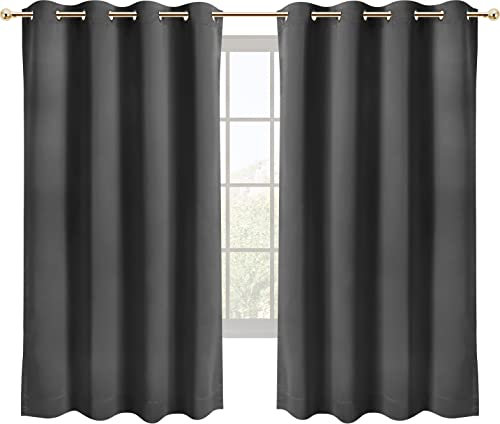 Utopia Bedding Opacas Cortinas Salon Modernas 2 Piezas 132x160 cm, Gris - Cortinas Térmicas Aislantes Frío Calor y para Dormitorio, Salón y Cocina con Ojales