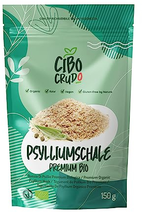 Bucce di Psillio Biologico - Purezza 99% - 150g. Psyllium Husk Bio. Cuticole o Buccia da Semi di Psillio. Cuticola di Psillio Ricca di Fibra Alimentare dall'India Naturalmente Senza Glutine.