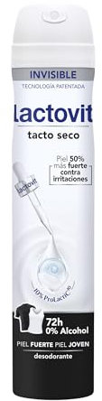 Lactovit - Desodorante Extra Eficaz Invisible Anti- Manchas, 0% Alcohol, Anti-irritaciones Y 72h De Eficacia, Desodorante Spray Invisible con Protein Calcium- 200 Mililitros