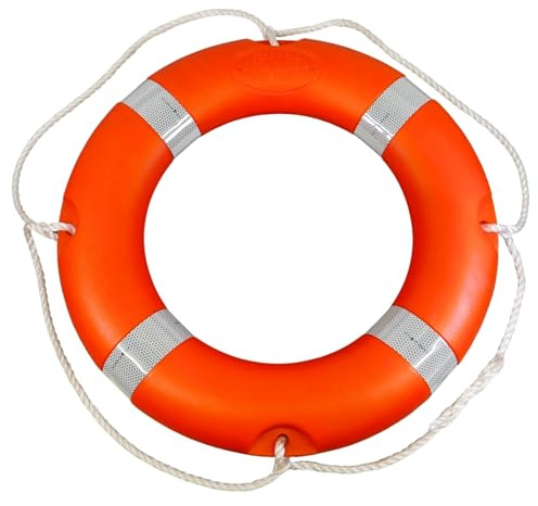 MiDMarine Lifebuoy Throw Ring 58cm Medium Size 1.5kg, with Hi-Vis SOLAS Compliant Retro-Reflective Tape, Marine Safety Flotation Devices
