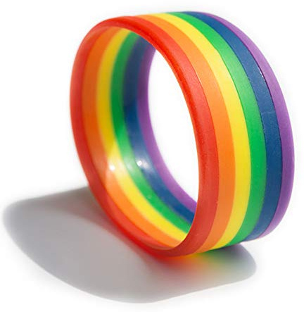 good01 Unisex Regenbogenband Silikon Gay Lesben Unisex Rainbow Pride LGBTQ Armband Armreif bunt