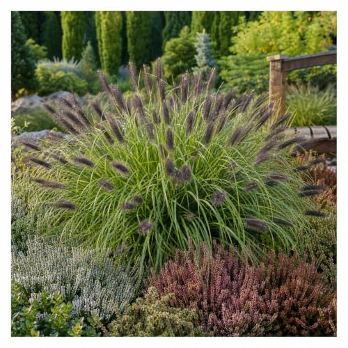 Stauden Gänge 5 x Pennisetum alopecuroides 'Black Beauty' winterhart | Lampenputzergras 'Black Beauty' – winterhartes Ziergras mit dunklen Wedeln für Sonne, mehrjährig, 1 L Topf (11x11 cm)