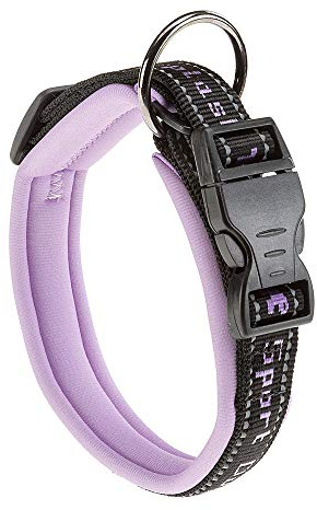 Ferplast Hundehalsband Sport Dog, Weich Gepolstertes Nylon Hunde Halsband für mittelgroße Hunde, Verstellbare und Reflektierend, Größe: 2 cm (33-43 cm), Violett