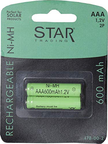 2pcs sostituzione AAA batteria solare 1.2V NI-MH 600mAh