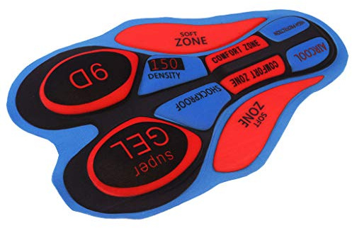 HomeDecTime Fahrrad Shorts Hose Kissen Pad Fahrrad Sattelbezug 3D Gel Gepolsterter Unterwäsche für Männer Frauen - 9D Rot Blau