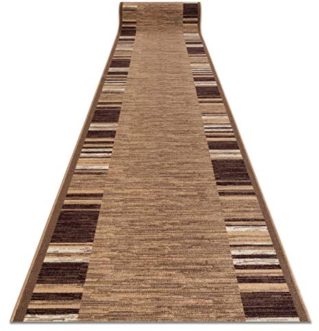 rugsx Antirutsch Teppich Läufer Adagio beige – Moderner Kurzflor für Küche, Flur & Wohnzimmer, Meterware, 80x300 cm