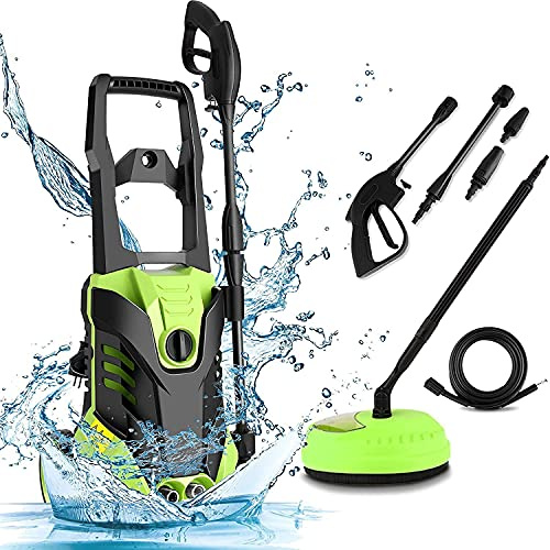 COOCHEER Nettoyeur Haute Pression, 2000W Nettoyeur à Haute Pression 150 Bars 450L/h, pour la Voiture, Maison, Terrasse, Jardin, Vert