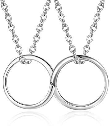 Gkmamrg parejas anillos colgantes con cadenas, 50 cm y 60 cm, circonitas, anillos para parejas, collares con grabado, regalo de amor (TYP1) (TYP3)
