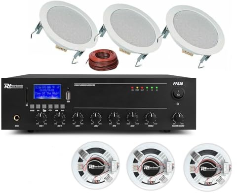 AUDIO FILODIFFUSIONE IMPIANTO CON AMPLIFICATORE BLUETOOTH E ALTOPARLANTI DA CONTROSOFFITTO (CON 6 CASSE)