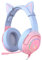 PHNIXGAM Gaming Headset for PS4, PS5, Xbox One(No Adapter), Cat Ear Headphones with Retactable Microphone, RGB Backlight, Surround Sound for PC, Mobile Phone, Gradient Pink Blue