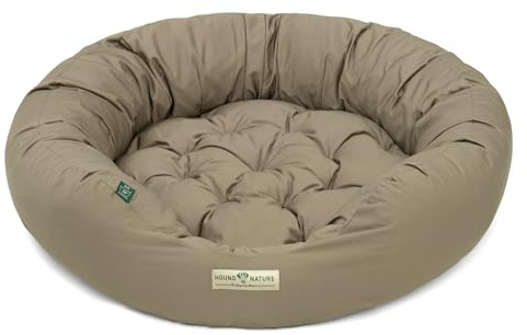 HOUND & NATURE Öko Hundebett St. Moritz - rund, kuschelig und waschbar, Donut Hundekorb für große Hunde (L - 95x90 cm - Taupe)
